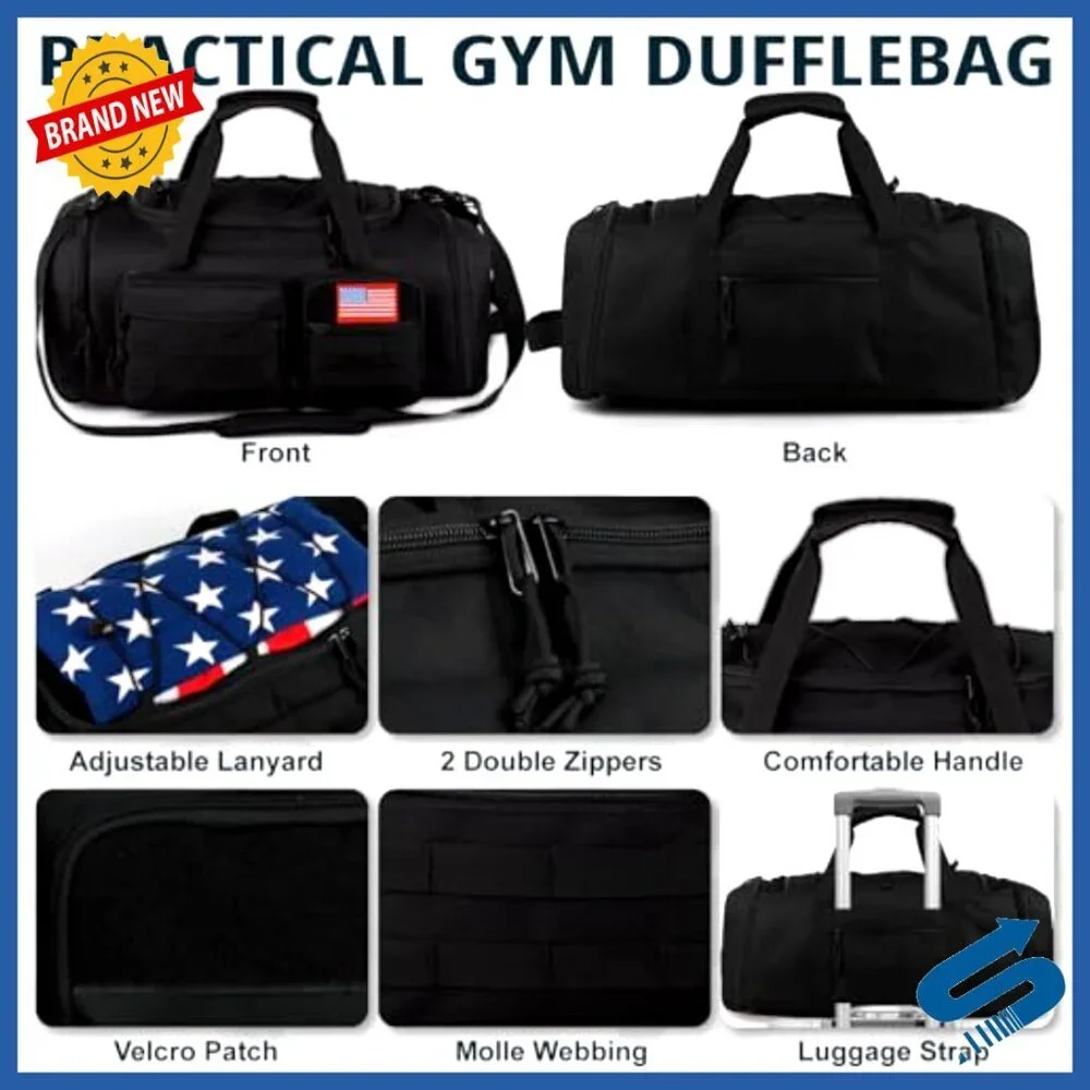 Large 70L Tactical Duffle Backpack Water Resistant Gym Travel Bag with Shoe